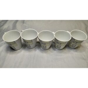 Sonaki Refined Bone China Set Of 5 Geometrical Design Vtg Coffee Tea Mugs Cups